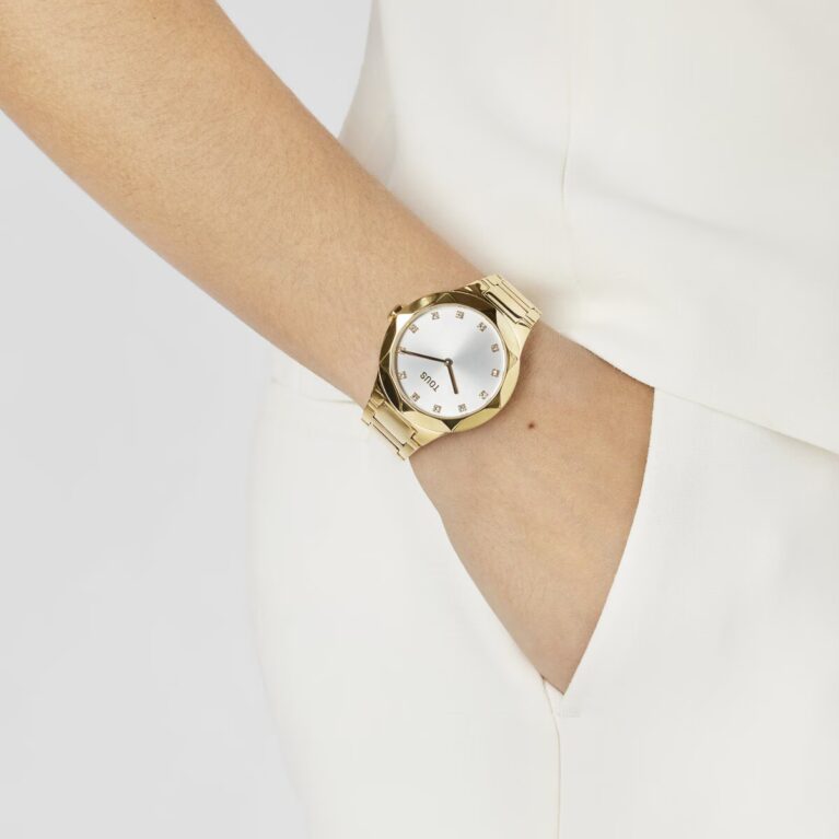 Reloj analógico con brazalete de acero IPG dorado Karat Round