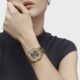 Reloj digital con brazalete de acero IPG dorado y zirconitas D-BEAR