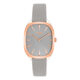 Reloj analógico de acero IPRG rosa con correa de piel gris Heritage