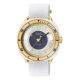 Reloj analógico de acero IPG dorado con brazalete elástico en color blanco Osier