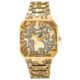 Reloj analógico con brazalete gravado de acero dorado Lit