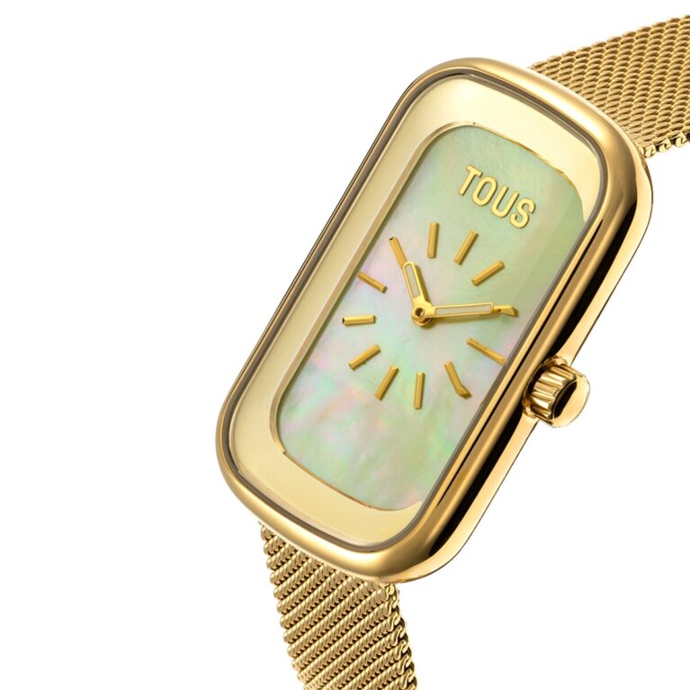 Reloj analógico con esfera de nácar y brazalete dorado T-Band Club