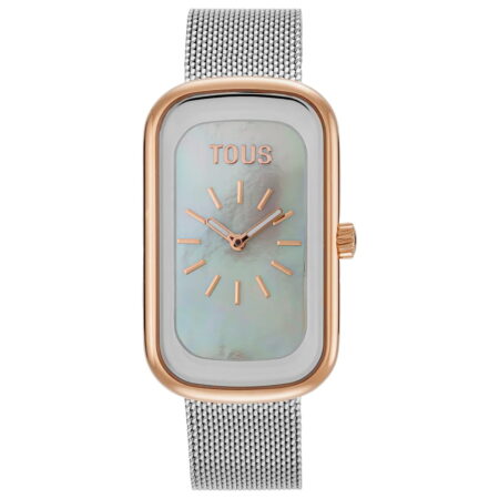 Reloj analógico con esfera de nácar y brazalete bicolor T-Band Club